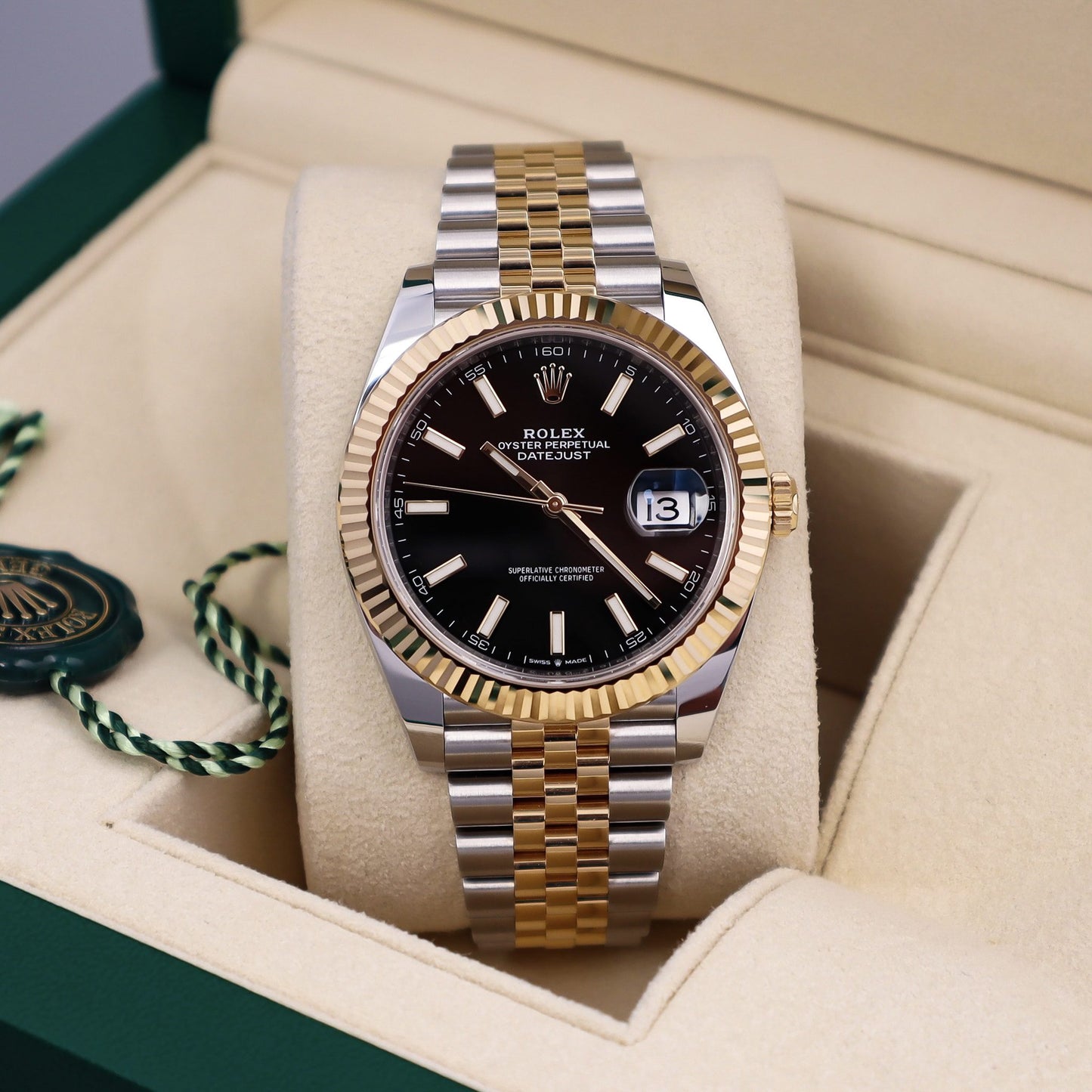 Date just 2 tone black dial