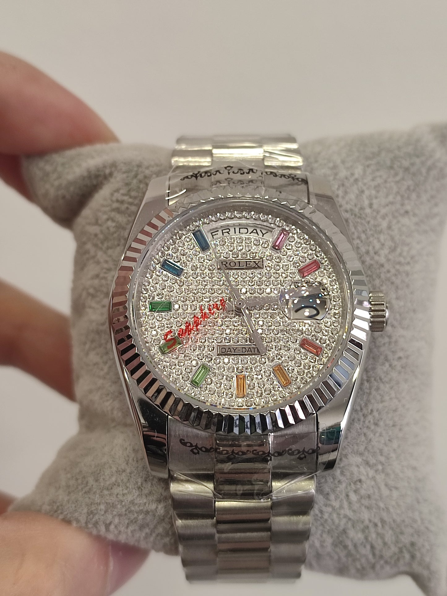 Rolex Day Date President Pave Dial with Rainbow
