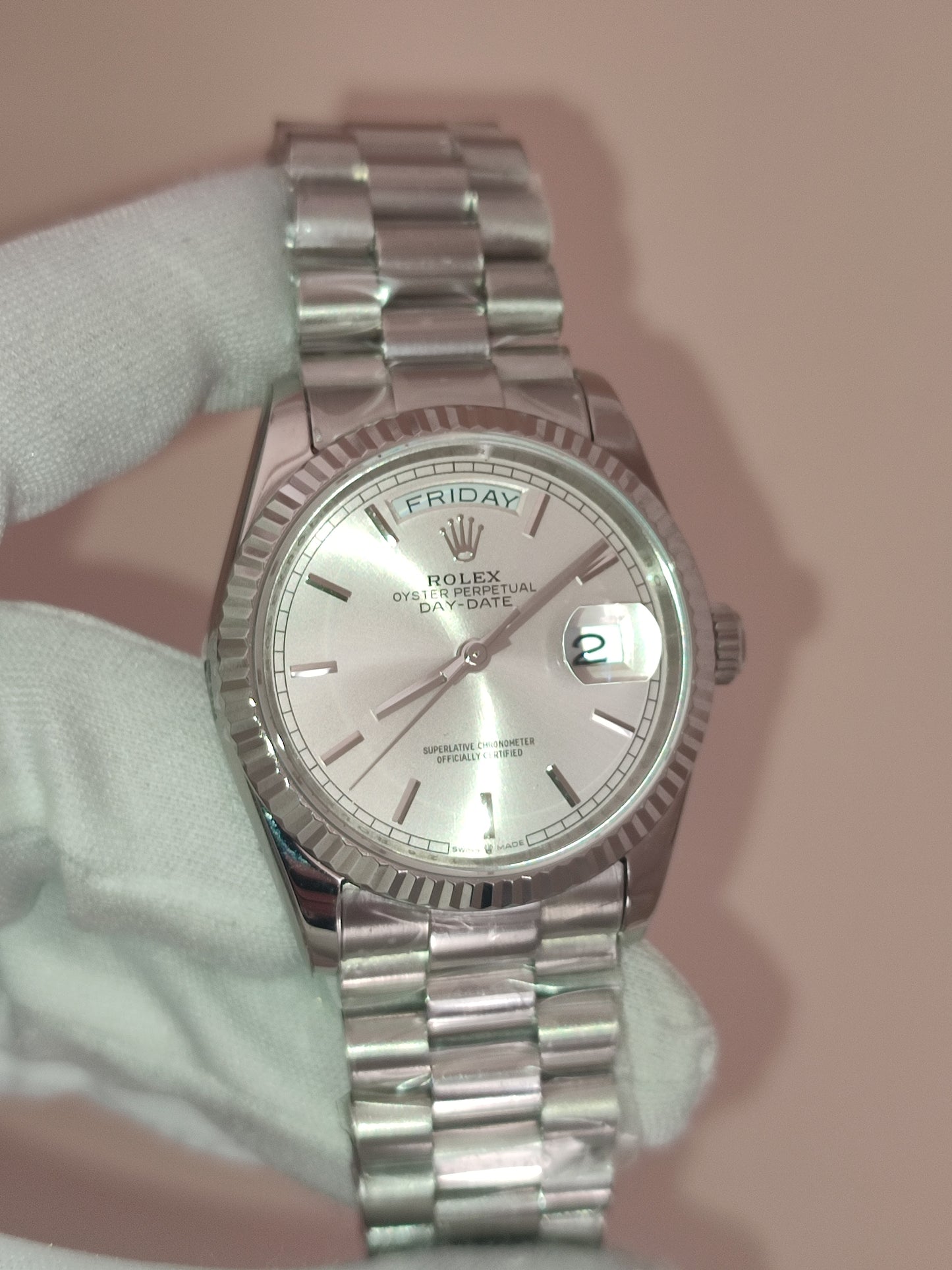 Day-Date 36 White Gold 128239 Silver Index President