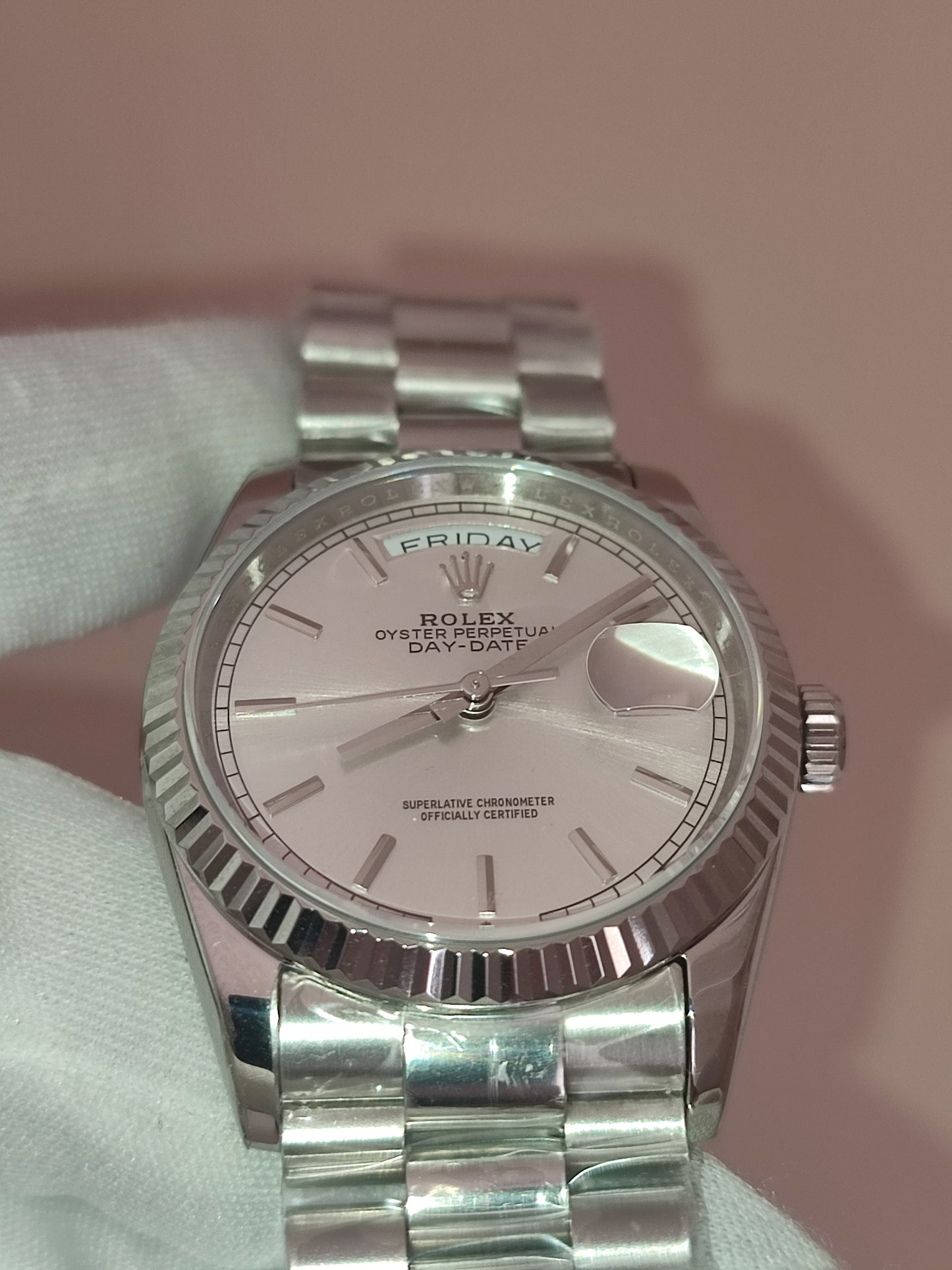 Day-Date 36 White Gold 128239 Silver Index President