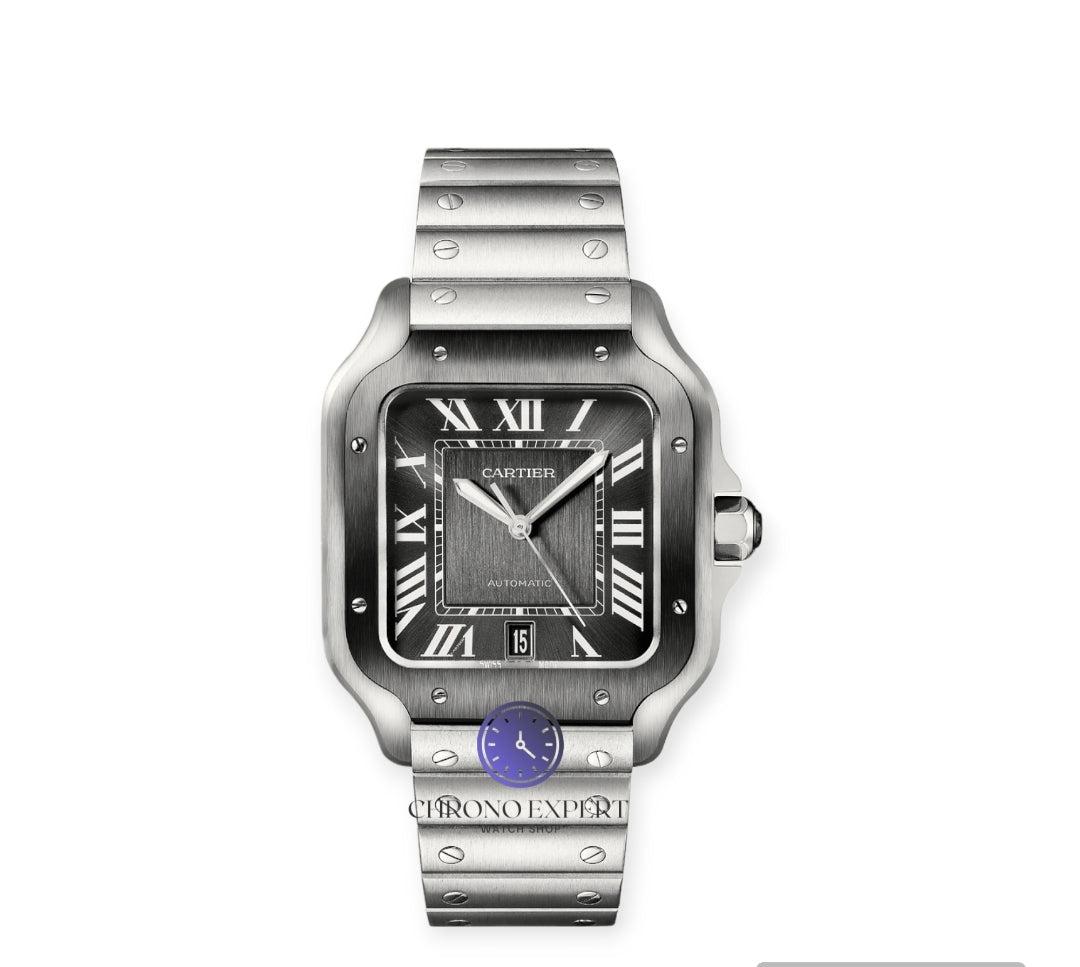 Santos silver black bezel