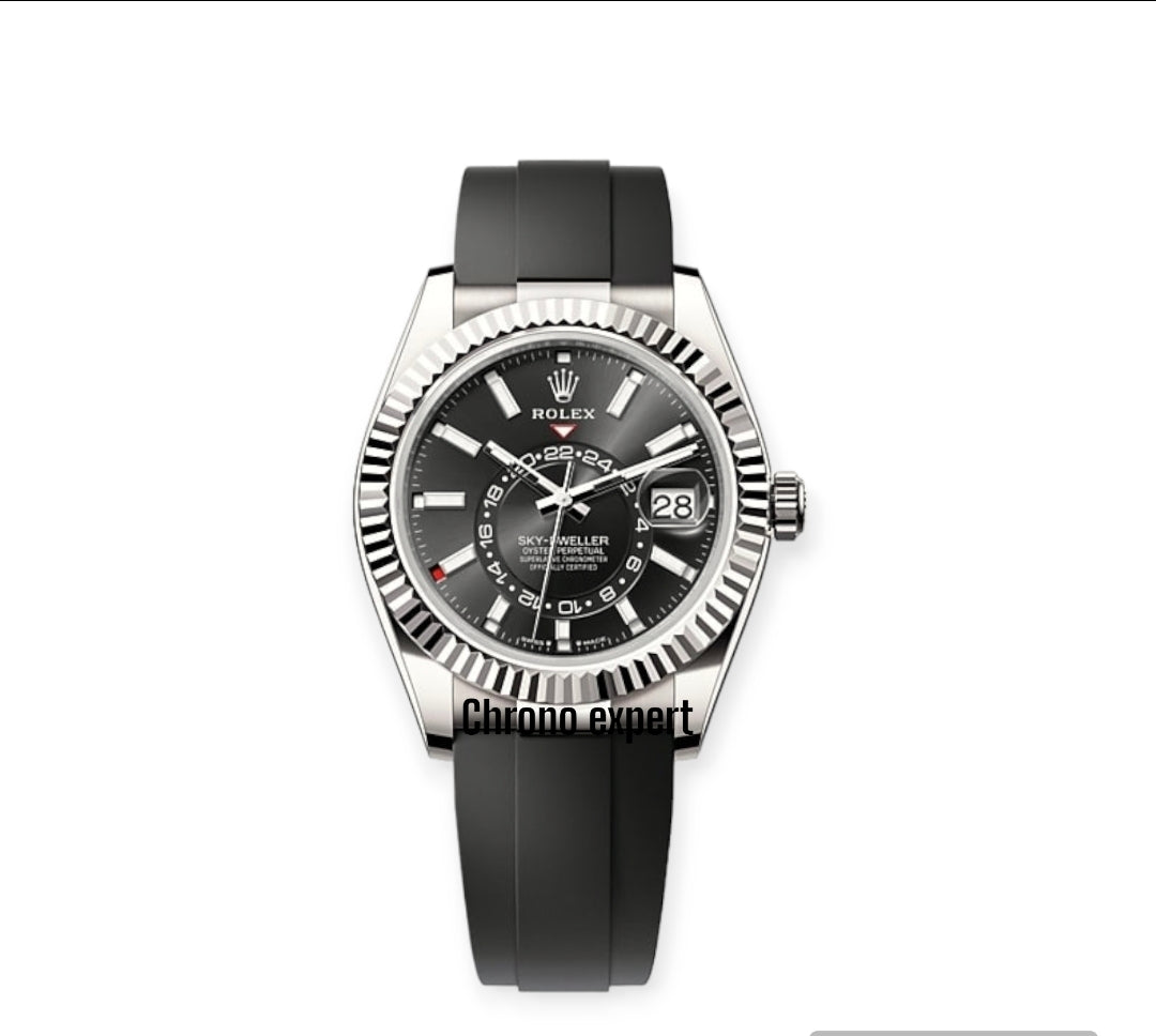 Sky Dweller black dial oyster flex