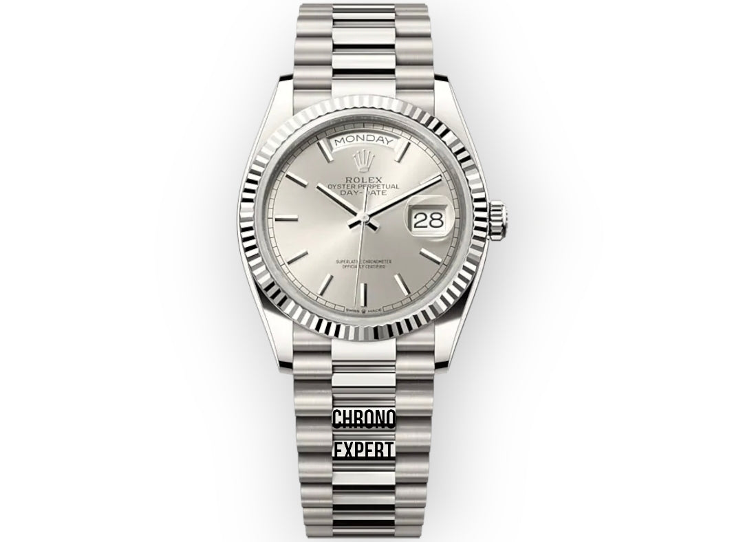 Day-Date 36 White Gold 128239 Silver Index President