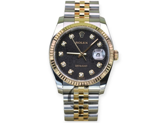 Date Just Two Tone Black Dial Anniversary Dial