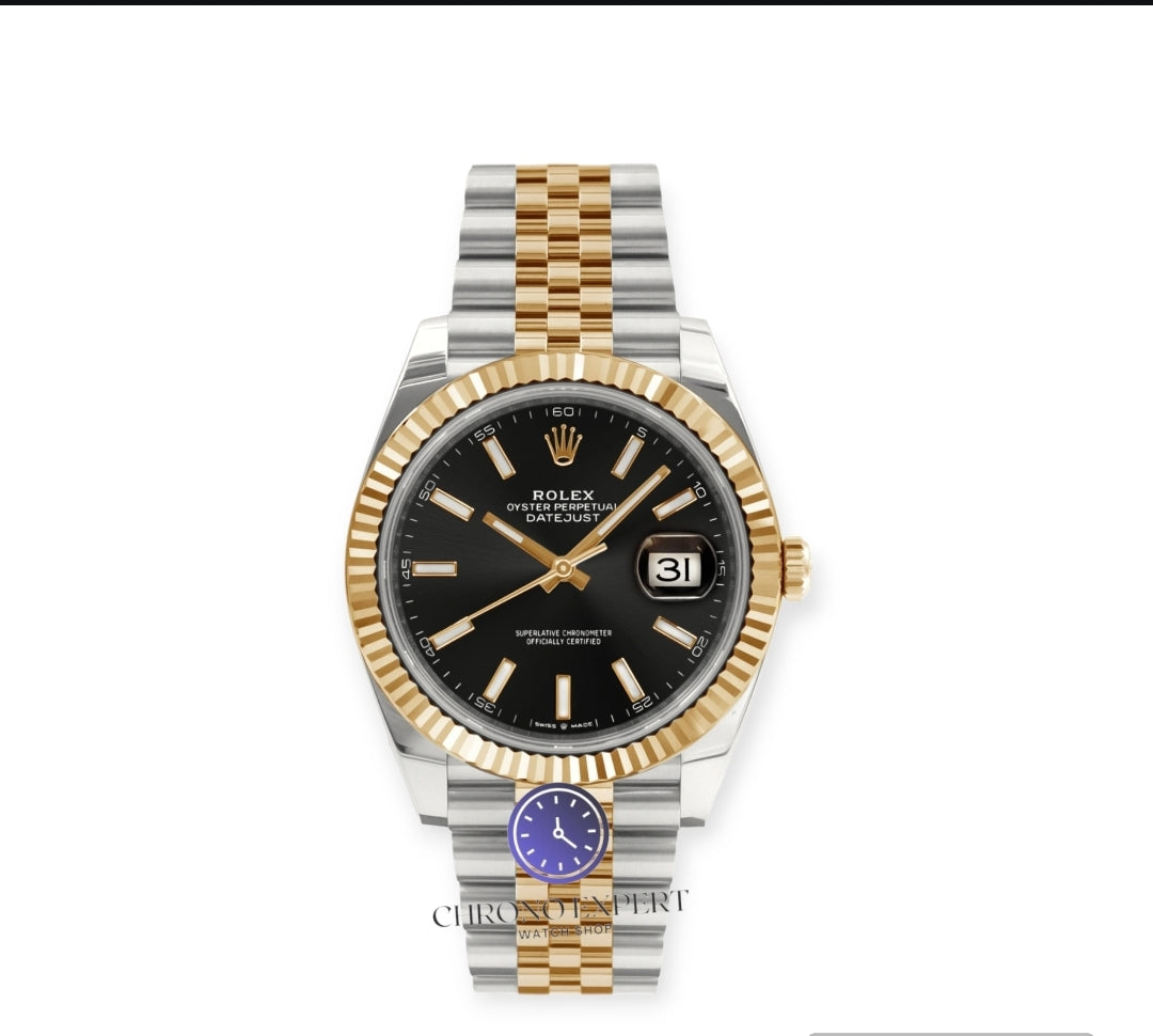 Date just 2 tone black dial