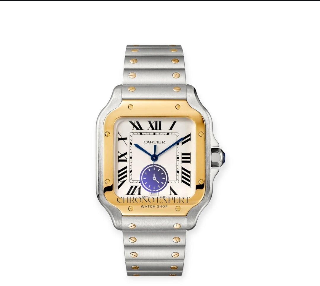 Santos silver gold bezel