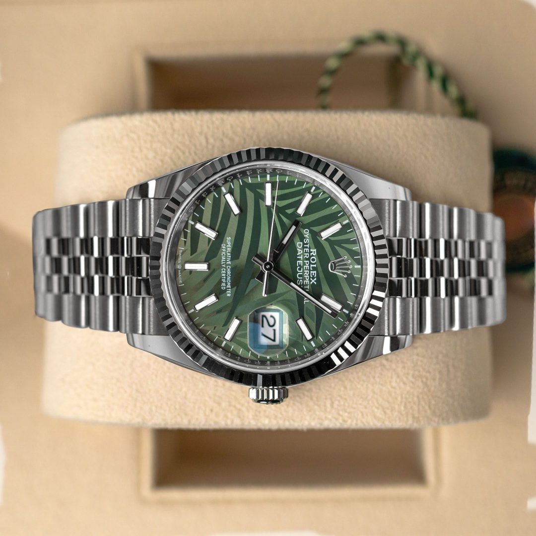 Datejust 36 Fluted ‘Olive-Green Palm Motif’ Dial Jubilee
