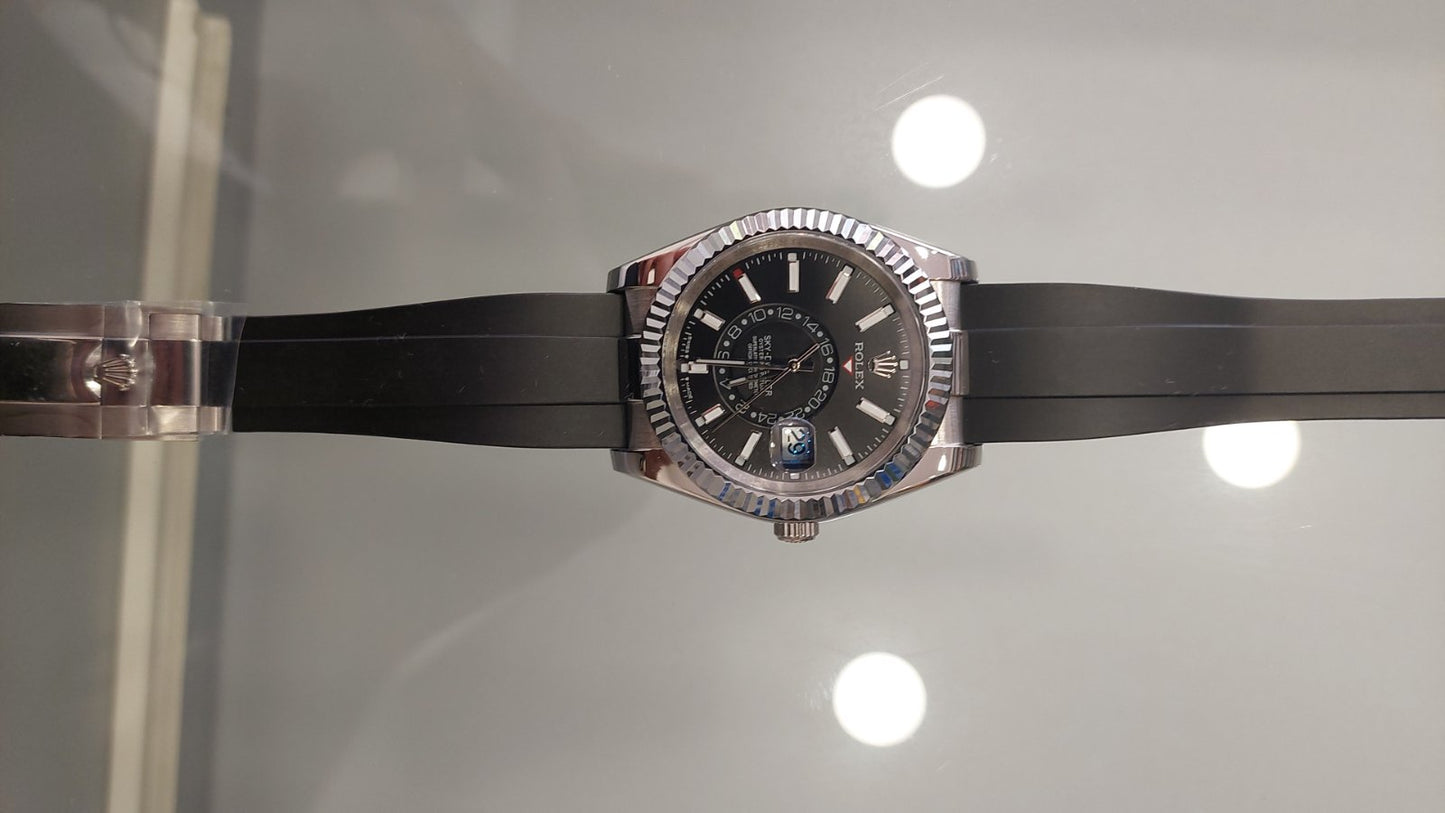 Sky Dweller black dial oyster flex