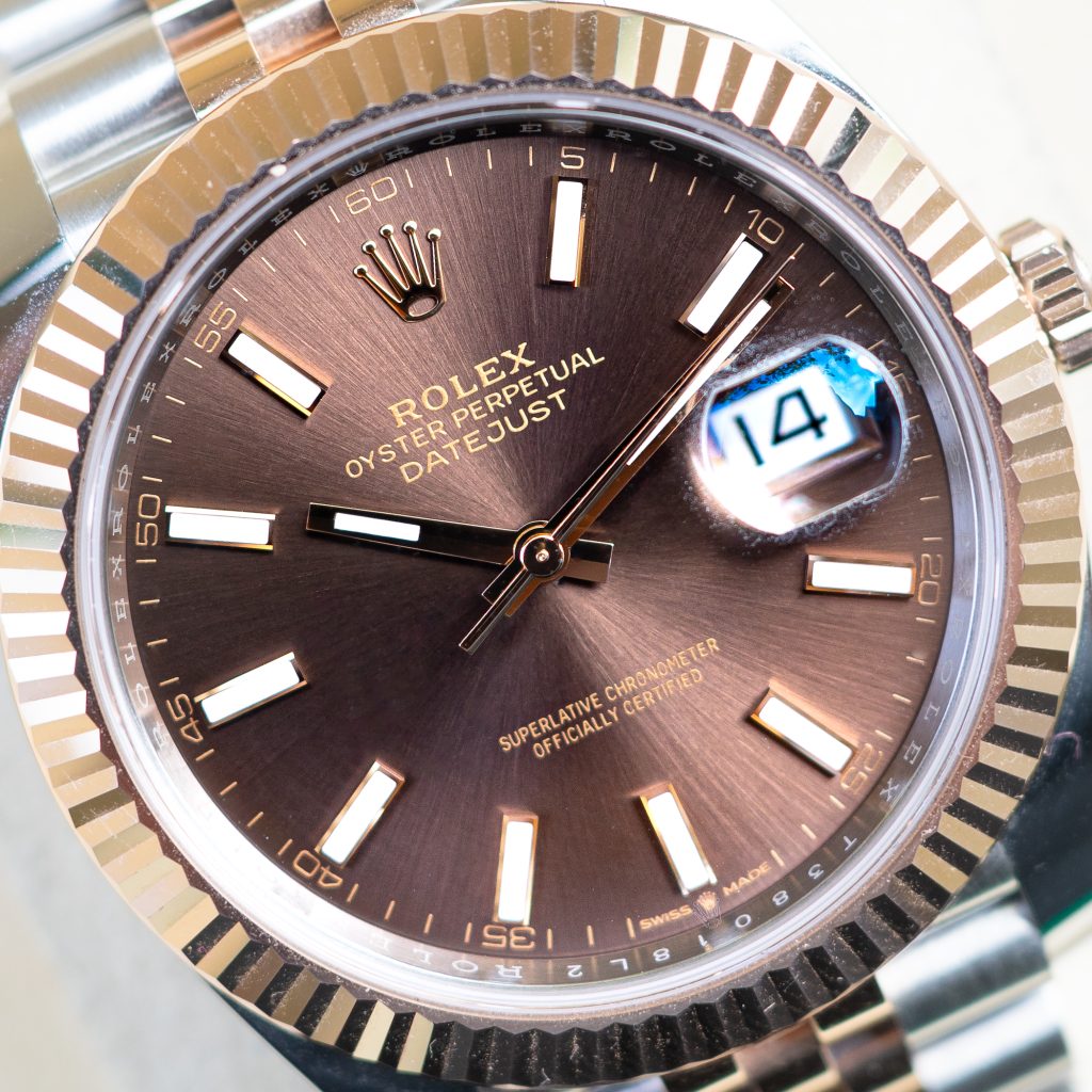 Date Just Chocolate Dial Two Tone Pink Gold