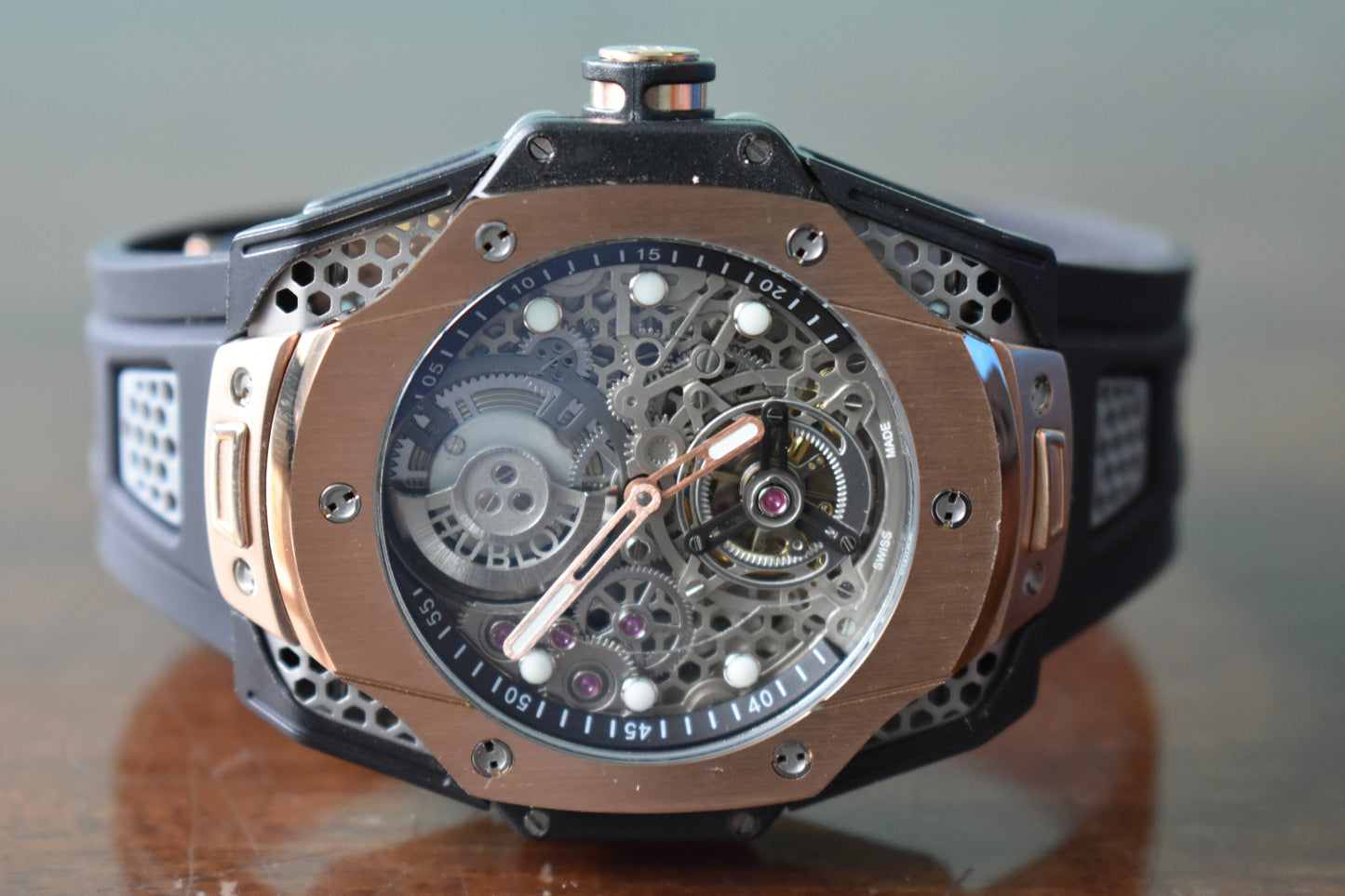 Hublot Big Bang Tourbillon Samuel Ross Titanium Rose Gold Black Rubber Straps