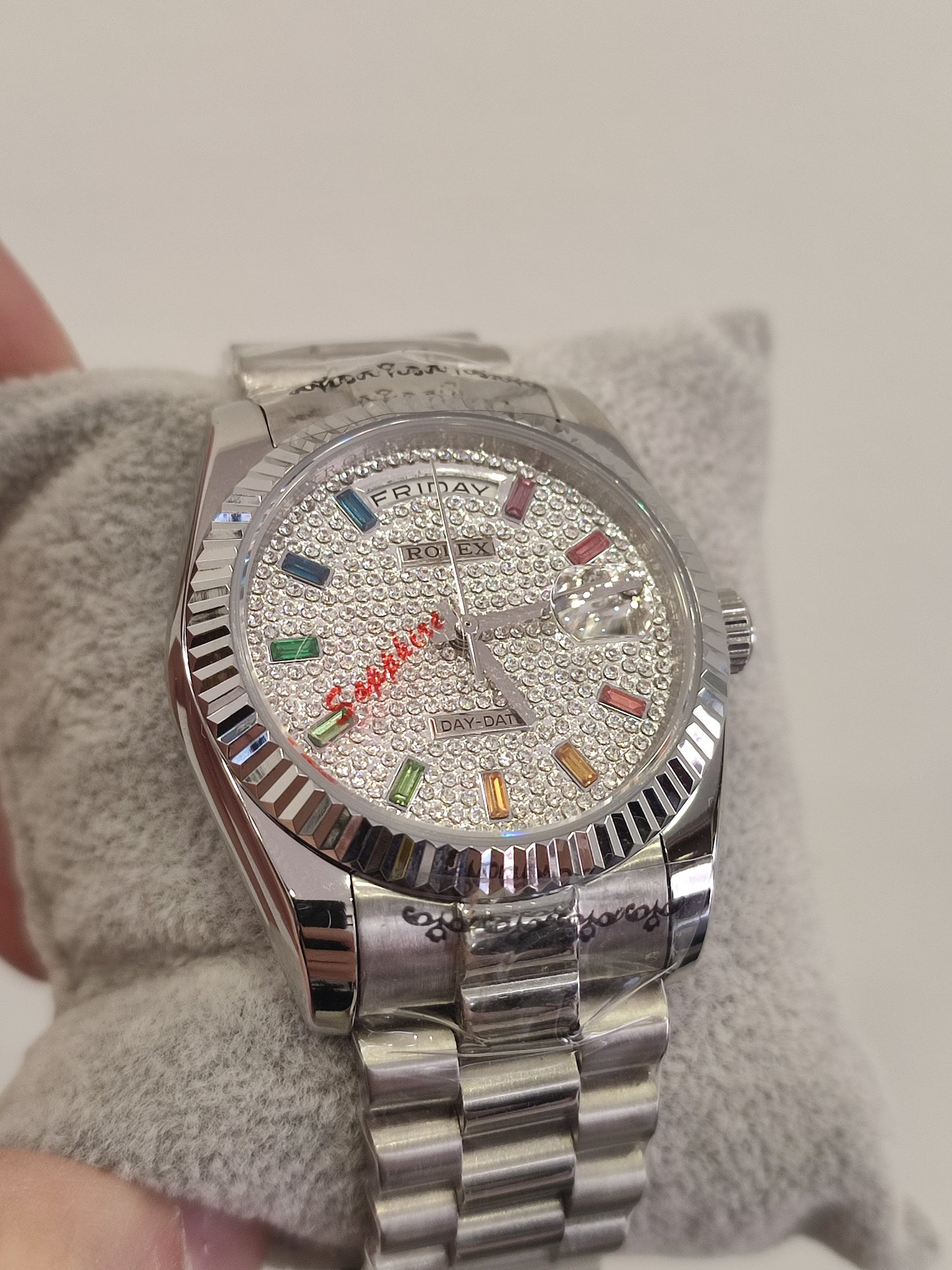 Rolex Day Date President Pave Dial with Rainbow