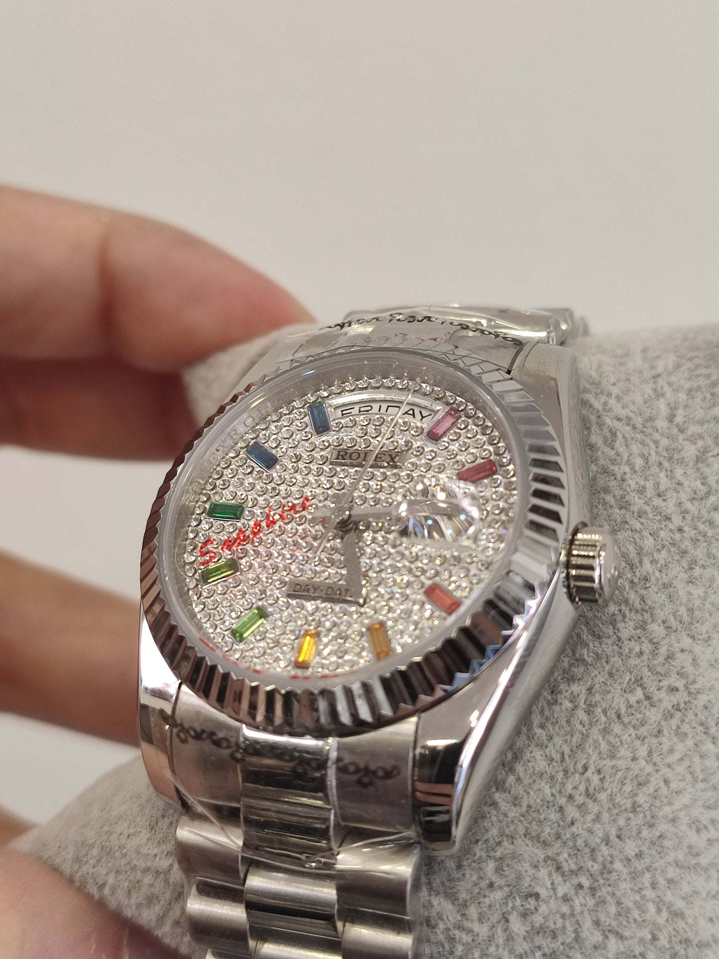 Rolex Day Date President Pave Dial with Rainbow