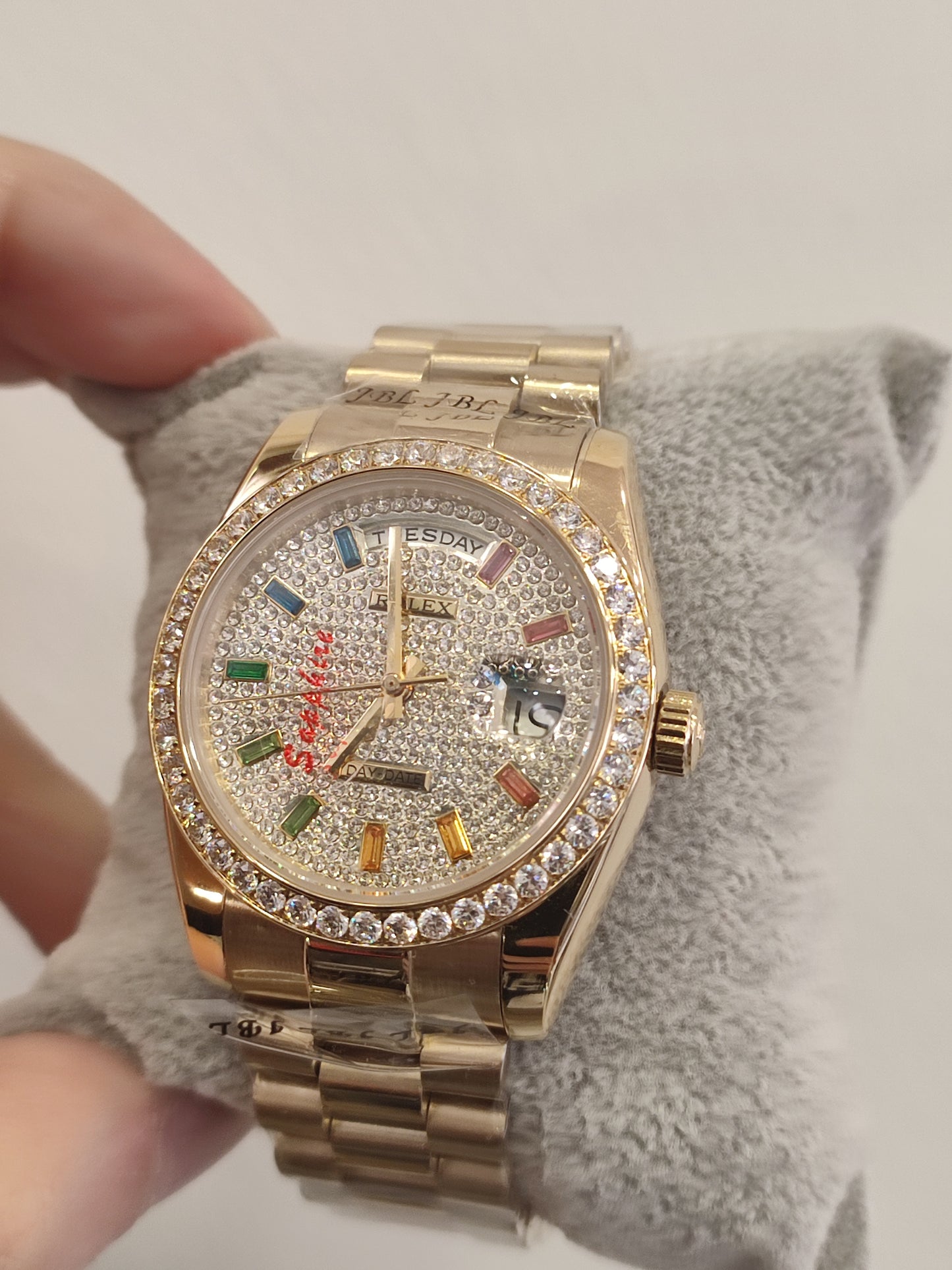 Rolex Day Date President Pave Dial with Rainbow