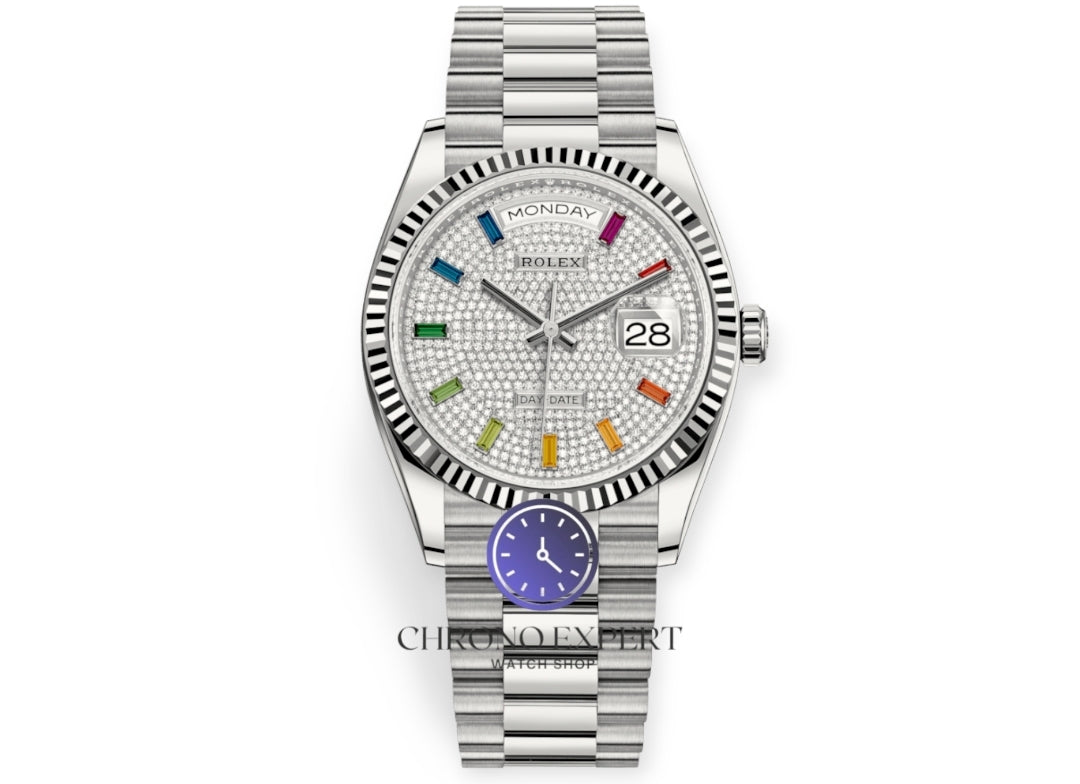 Rolex Day Date President Pave Dial with Rainbow