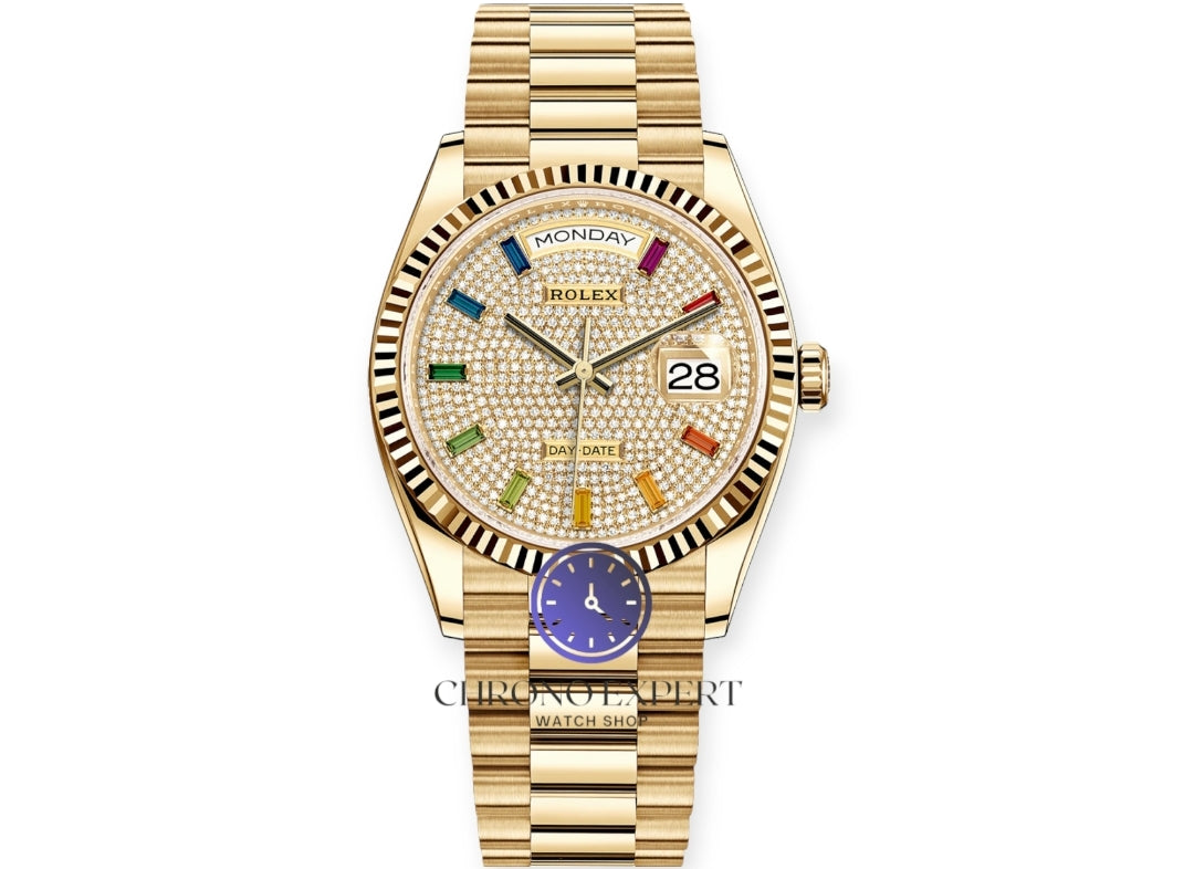 Rolex Day Date President Pave Dial with Rainbow