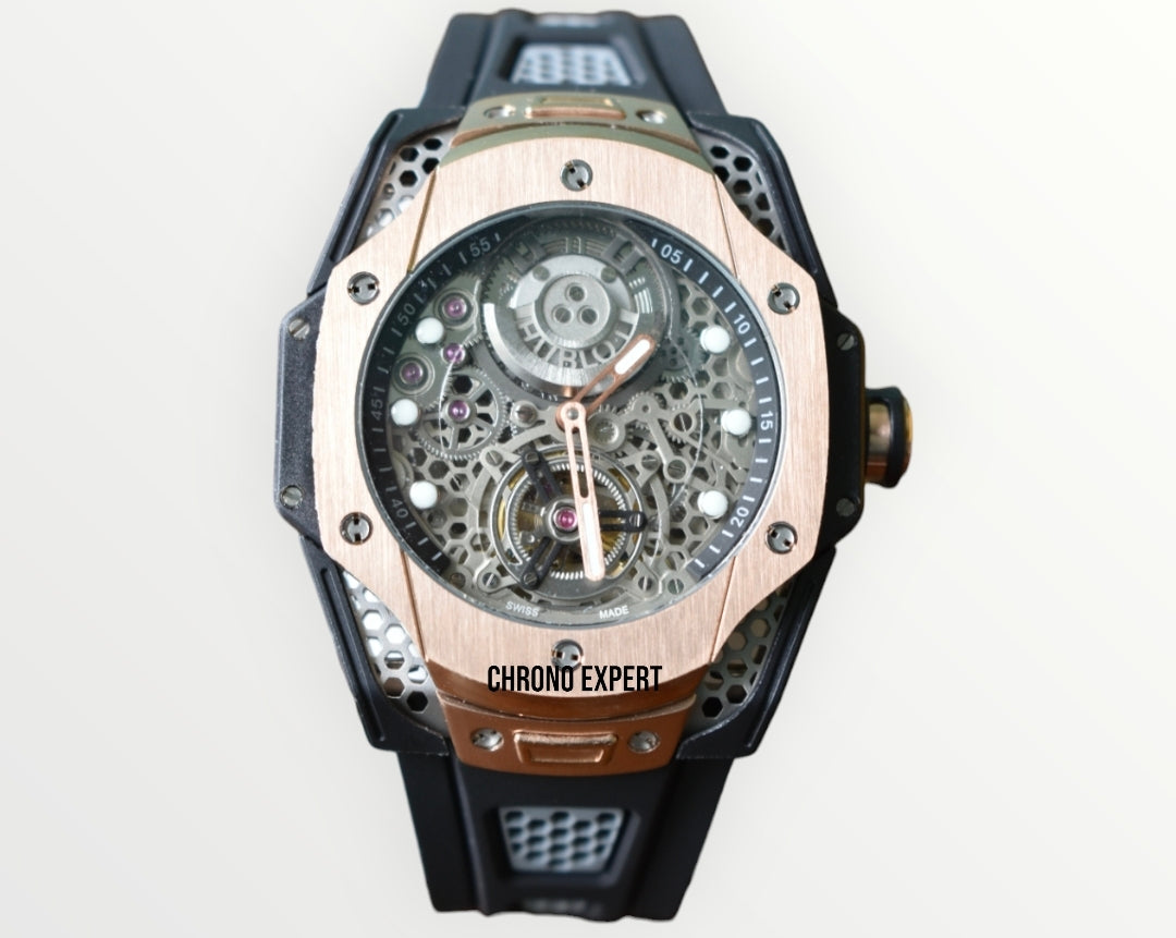 Hublot Big Bang Tourbillon Samuel Ross Titanium Rose Gold Black Rubber Straps