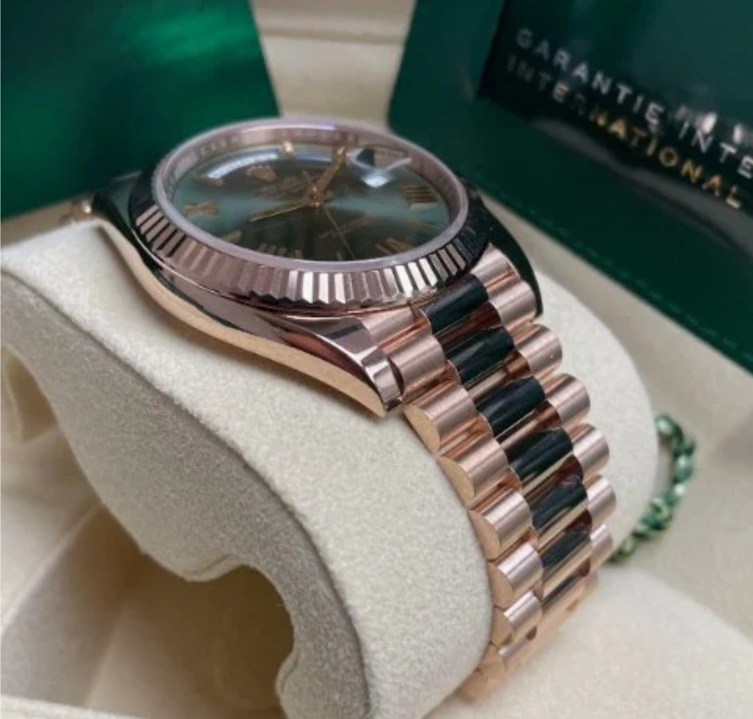 Day Date rose gold green dial