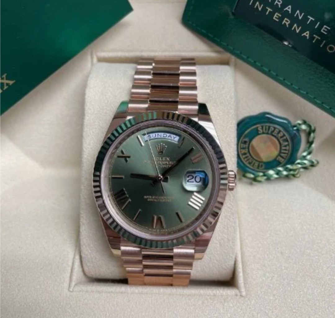 Day Date rose gold green dial