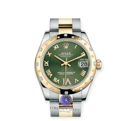 Date Just lady two tone green dial