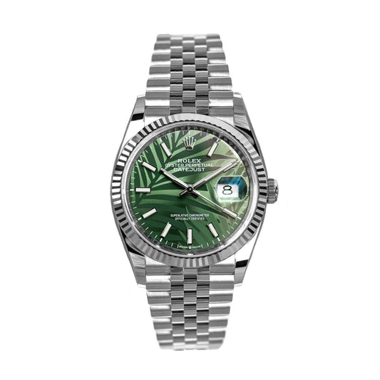 Datejust 36 Fluted ‘Olive-Green Palm Motif’ Dial Jubilee