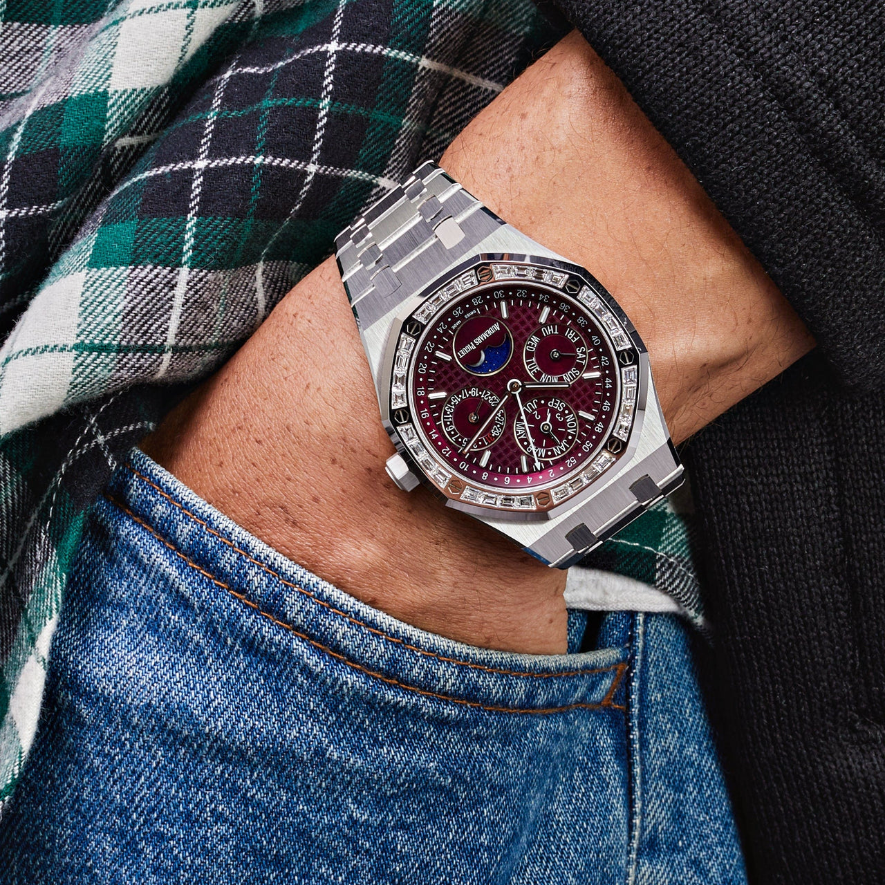 Audemars Piguet Royal Oak Perpetual Calendar 'Special Edition' Burgundy Dial Diamond Bezel