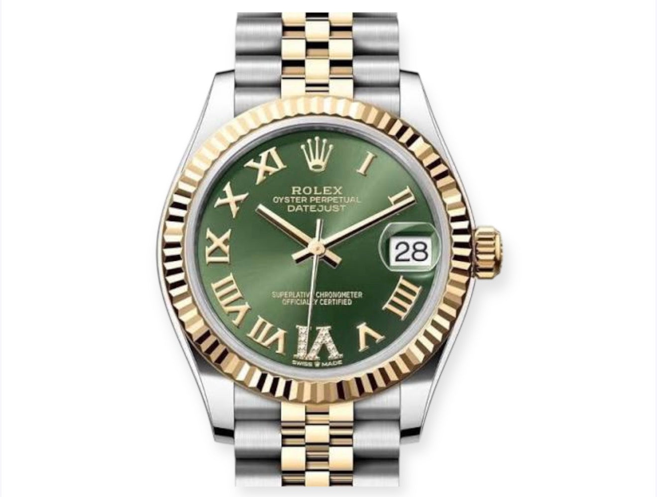 Datejust Steel & Yellow Gold 126233 Olive Green VI IX Roman Jubilee